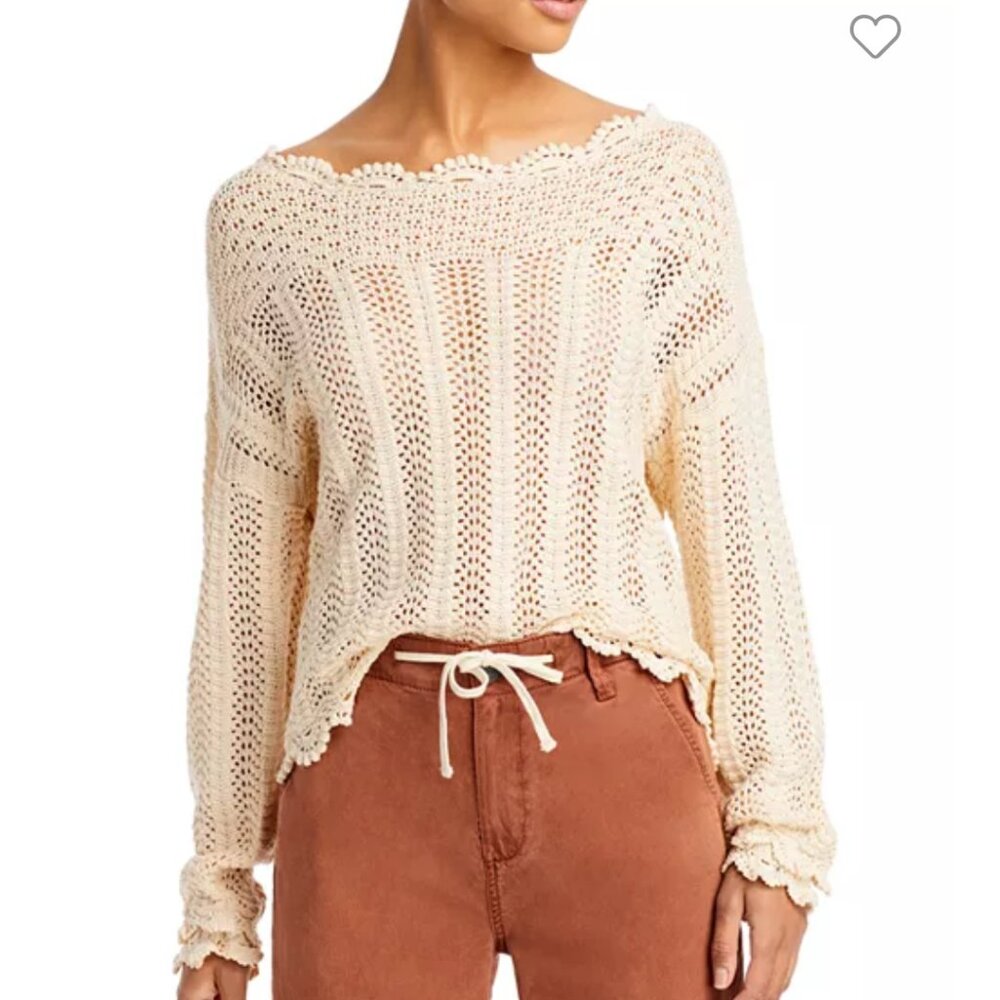 Paige Womens Kuzuyu Knit Scalloped Sweater XS